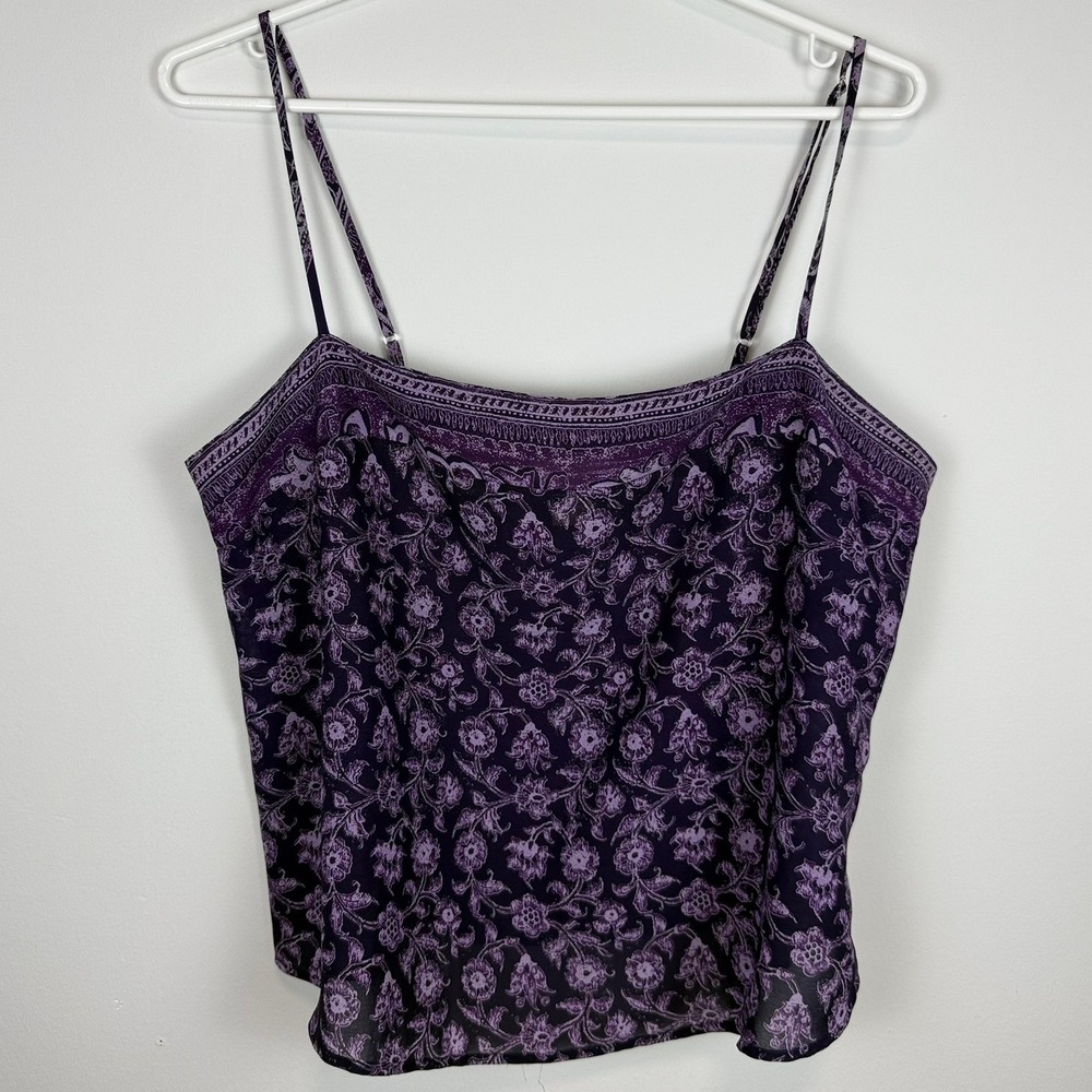 Vintage 90s Carrie Purple Floral Paisley Camisole Cami Top - Size Large